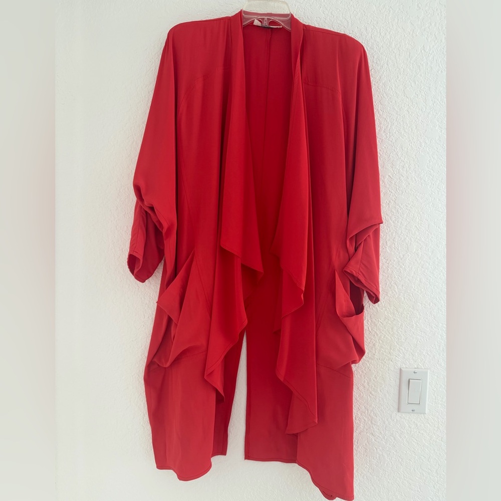 Vintage I. MAGNIN Red Batwing Draped Waterfall Jacket